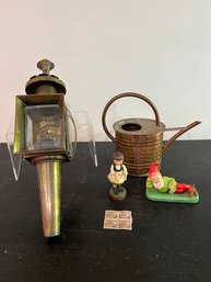 Carriage Oil Lamp Brass, Copper Watering Can, Gnome, Stamps And More