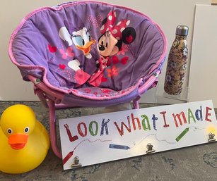 Minnie Abd Friends Chair, Look What I Made Wall Hanging, Lg Rubber Duck & Nevaeh Water Bottle