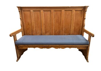 Antique Italian Pine High Back Bench (early 19th Century)