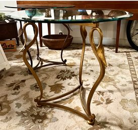 Brass And Glass End Table