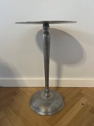 Aluminum Hammered Pedestal Table