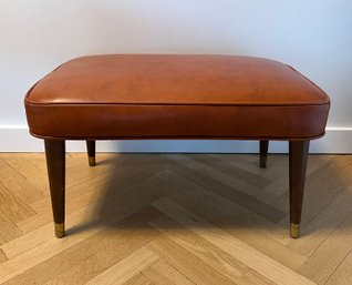 Mid Century Modern Foot Stool Wood Legs