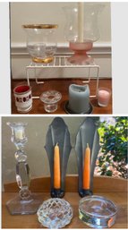 Candle Lot: Reed/barton Pewter, Orrefors Tea Light,Glass Hurricane Candle Holders, Tea Light Holders And More