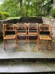 Set Of 4 Bamboo  Folding Chairs Lot 1