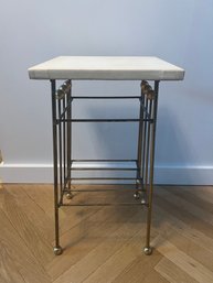 Mid Century Brass And Man Made Material End Table