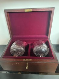 Waterford Crystal Brandy Glasses In Wooden Box