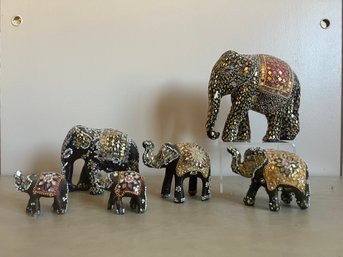 Vintage Beaded Mosaic Elephants