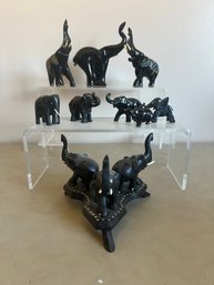 Wooden And Glass Black Elephants: Pilgrim Glass