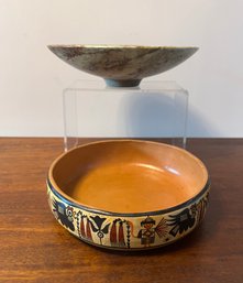 Mid Century Modern Hopi Style Bowl And Studio Art Bowl Signed