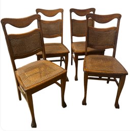 4- Cane Oak Dining Chairs