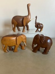 Mid Century Wood Elephants