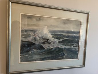 Ocean Wave Painting Signed Newman