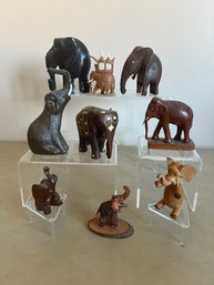 Mostly Wood Carved Elephants