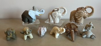 3- Vintage Artesania Rinconada Elephant Figurine & 6 Pottery Elephants