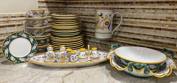 Large Lot Of Ceramica Dinnerware, Pitchers, Pasta Bowls Salt/pepper, Tea Cups/Saucers And More