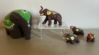 Made In Sweden Elephant And 4 Japanese Elephants