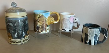 Budweiser Limited Endangered Species Stein African Elephant And Elephant Ceramic Mugs