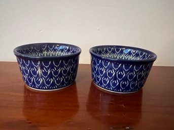 Polish Peacock Pottery Ramekin