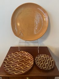 Elsa Peretti For Tiffany Thumbprint Platter Terra Cotta, Redware Pottery