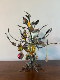 Jay Strongwater Glass Ornaments And Brass Tree