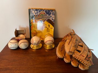 Signed Jerry Lewis Baseball, Tommy Lasorda Sign Baseball, Mac Gregor Mitt And Balls