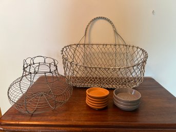 Wired Baskets And Plant Pot Saucers