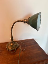 Vintage Green Glass Shade Desk Top Lamp