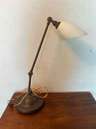 Desk Top Lamp With Milk Glass Shade