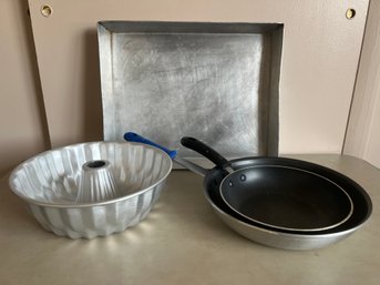 Kitchen A La Cart Pan, Vollrat Pan, Angel Food Cake Pan And Aluminum Sheet Pan