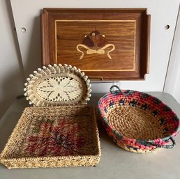 Wood Tray And Baskets