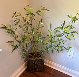 Potted Live Bamboo In A Metal Container