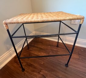 Bamboo And Metal End Table