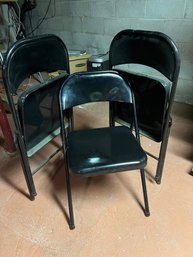 3 Black Fold Up Chairs