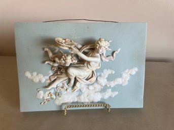 Porcelain Capodimonte Wall Hanging Lady And Cherub