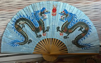 Chinese Hand Painted Large Dragon Fan  (5' X 34.5')