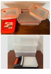 Pyrex Baker With Lid, 3 Stackable Containers, Energizer Light, 3 Sterilite Food Safe Containers With Lids