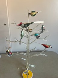 Vintage Glass Clip On Bird Ornaments And One Hanging