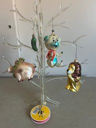 Vintage Glass Ornaments: Lion, Dog, Pig And Pickle