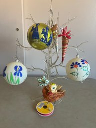 Vintage Glass Ornaments: Flowers, 3 Kings, Bird In Nest And More