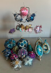 Vintage Ornaments: Blue, Pink, And Purple