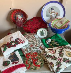 Christmas Linens, Baskets, Cheese Knives And More