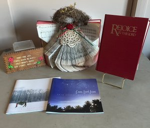 Religious Lot: Angel Made From A Book, Rejoice Music Book And More