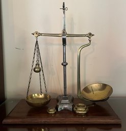 Vintage Brass Scale With Weights