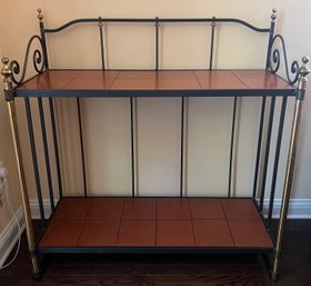 Tile And Wrought Iron 2-tier Shelf