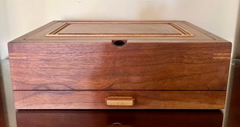 Walnut Art Deco Style Jewelry Box