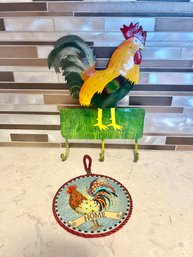 Rooster Metal Hooks Made In Haiti, And Rooster Trivet