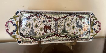 Portugal Hand Painted Ceramic Platter With Animals