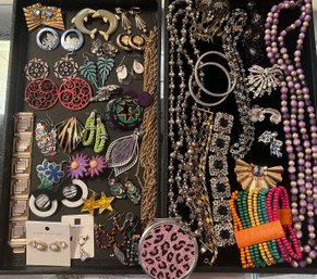 Jewelry Lot: Necklaces, Bracelets, Earrings And Pins