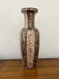 Tan/black Chinese Tall Deco Vase