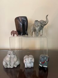 Wood And Resin Elephants